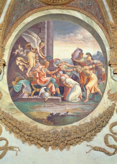 Scene Showing that Those Born under the Sign of Aquarius in Conjunction with the Constellation of Aquila are Imparted with Warlike Virtues, Symbolised by a Scene of Triumph, from the Camera dei Venti by Giulio Romano